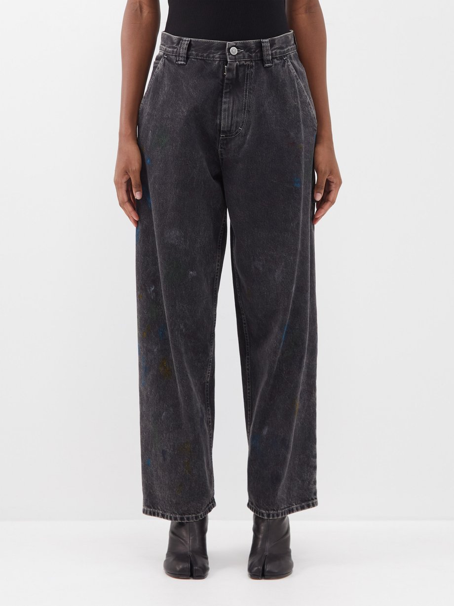 Black Paint-splatter wide-leg jeans | Maison Margiela | MATCHESFASHION US