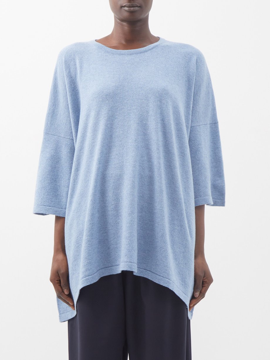 Blue Oversized cashmere-knit T-shirt | Eskandar | MATCHESFASHION AU