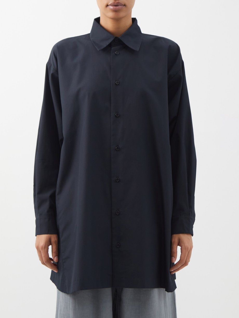 Black Longline cotton-poplin shirt | Eskandar | MATCHESFASHION UK