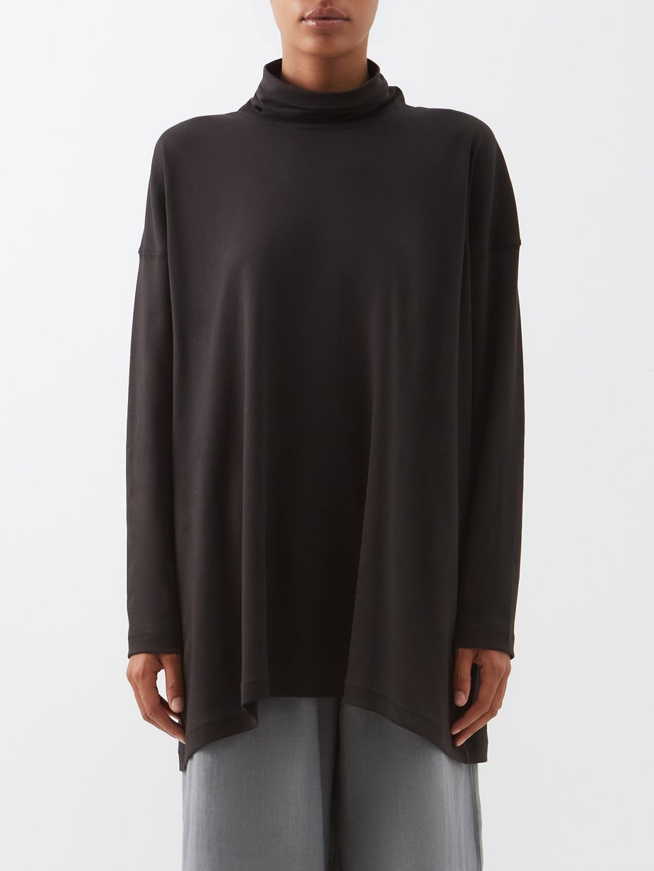Eskandar Eskandar High-neck Pima-cotton long-sleeved T-shirt  Black｜MATCHESFASHION（マッチズファッション)
