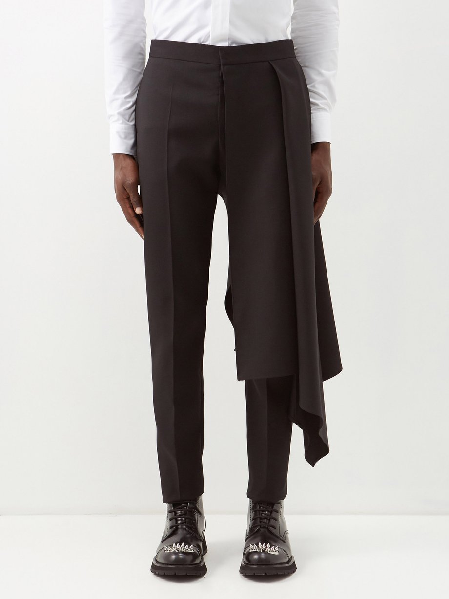 Black Waterfall-overlay wool-gabardine trousers | Alexander McQueen ...