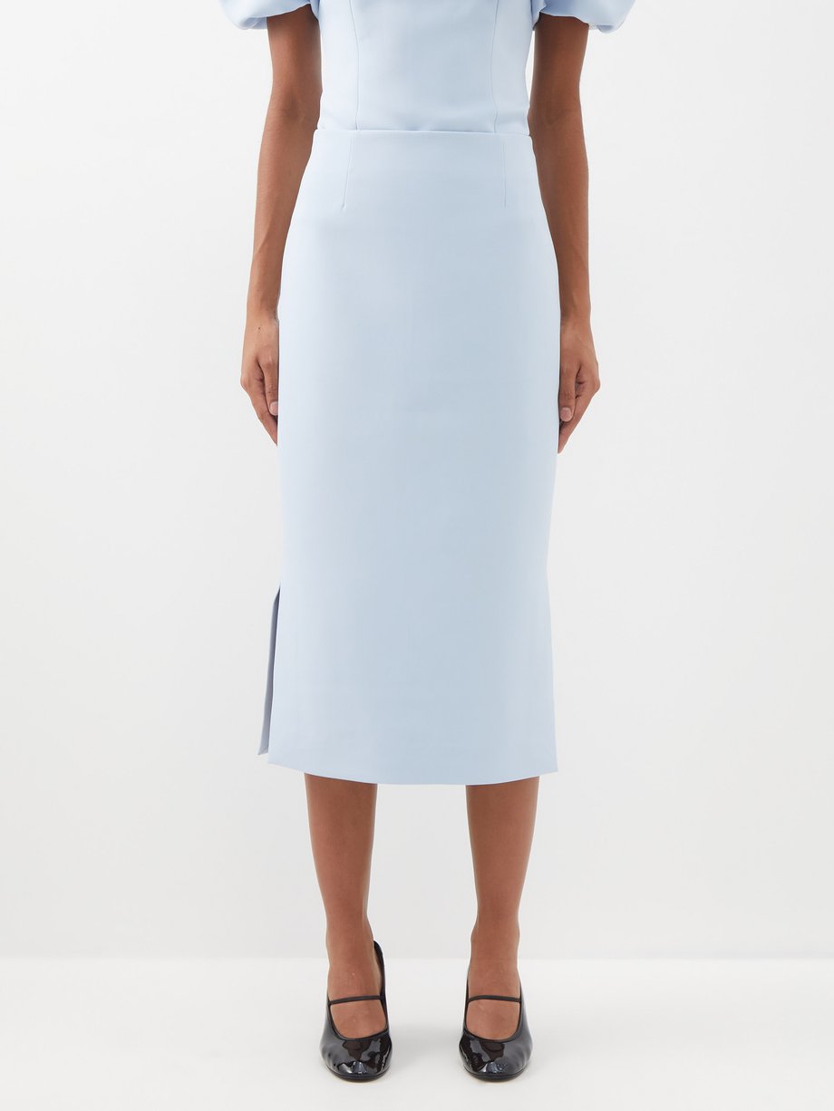 Blue Side-slit crepe midi skirt | SHUSHU/TONG | MATCHESFASHION UK