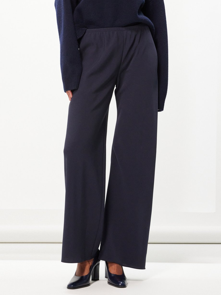 The Row The Row Gala double-cady wide-leg trousers Navy｜MATCHESFASHION ...