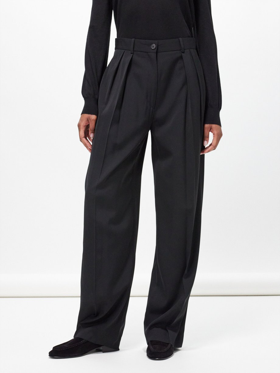 Black Igor pleated wide-leg trousers | The Row | MATCHESFASHION US