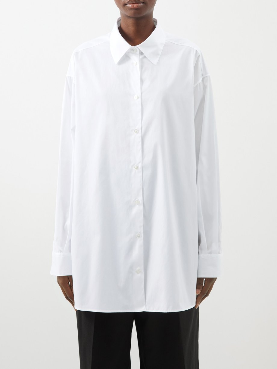 The Row The Row Luka oversized cotton-poplin shirt White｜MATCHESFASHION ...