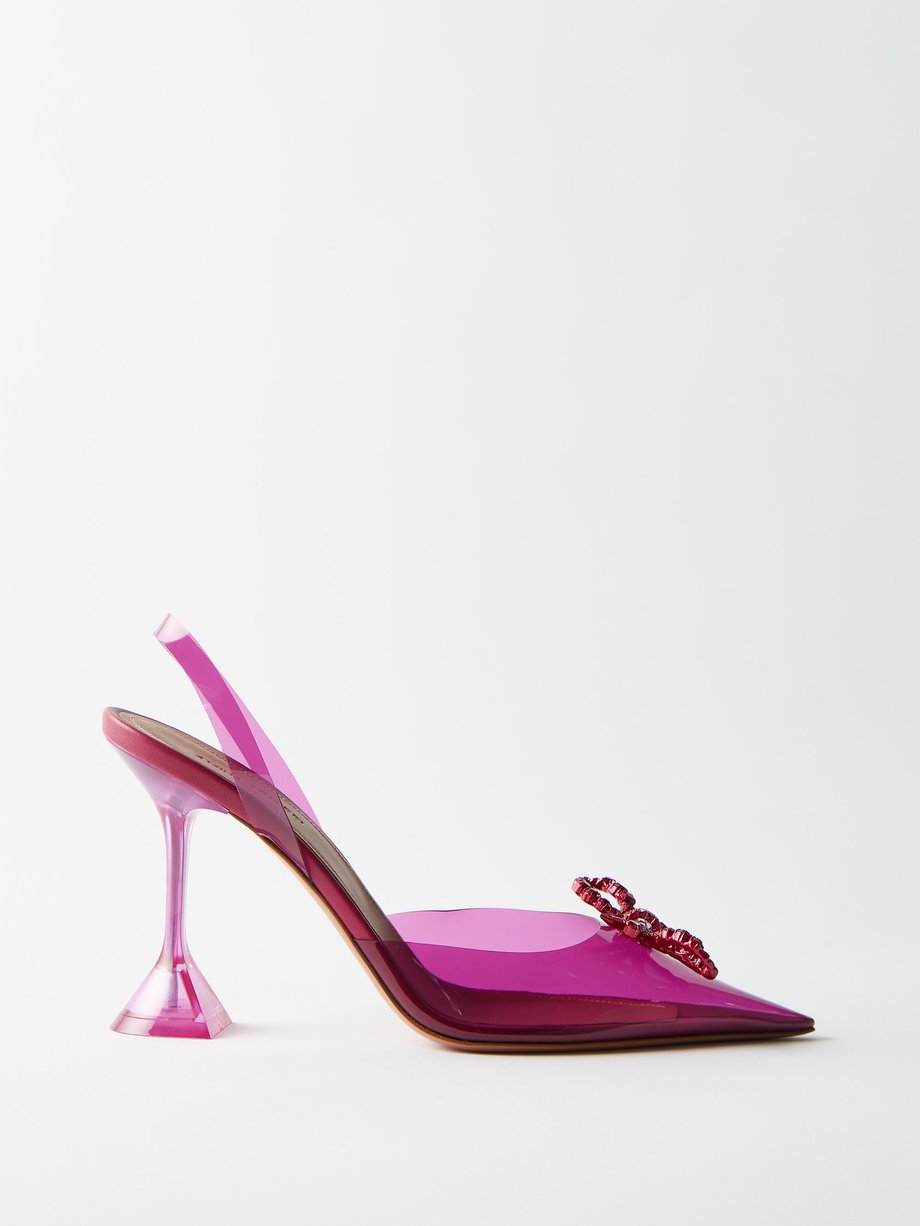 Pink Rosie 95 crystal-embellished PVC slingback pumps | Amina Muaddi ...