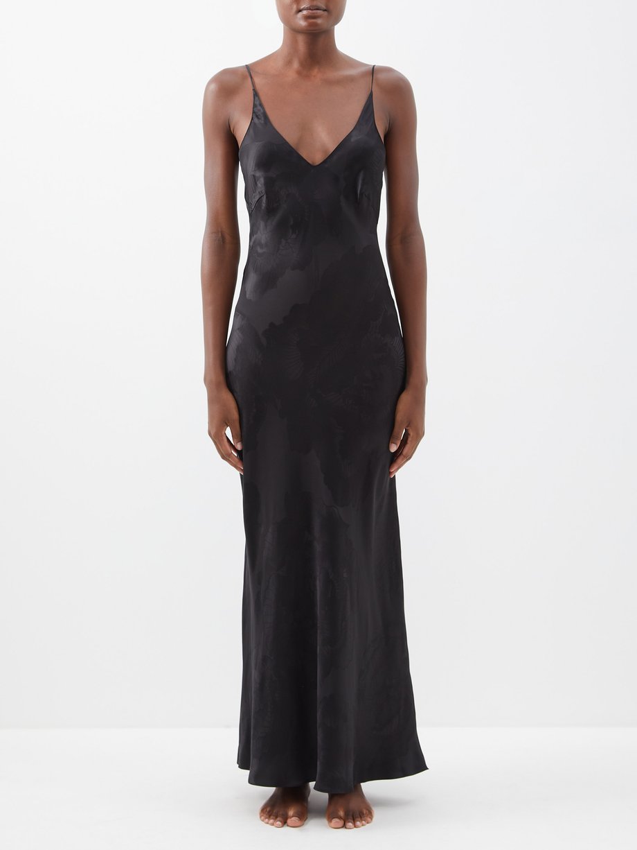 Carine Gilson Black Floral-jacquard silk-satin slip dress | 매치스패션, 모던 ...