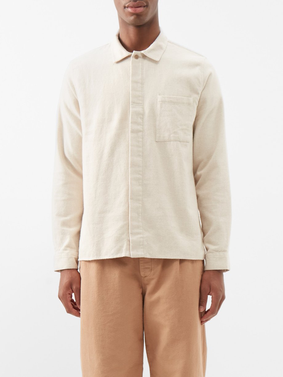 Neutral Patch-pocket brushed-cotton shirt | Folk | MATCHESFASHION US