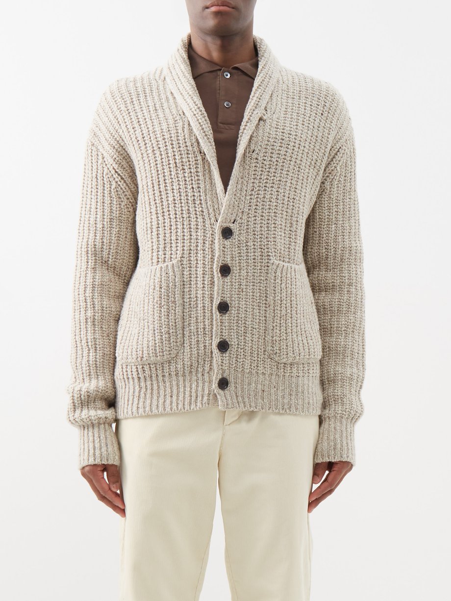 Beige Orkney shawl-collar wool-blend cardigan | Oliver Spencer ...