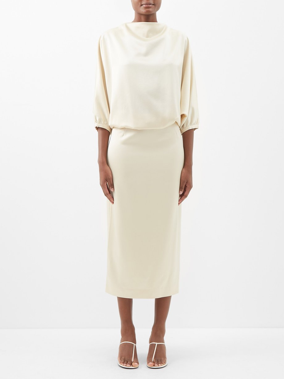 White Draped satin dress | Toteme | MATCHESFASHION AU