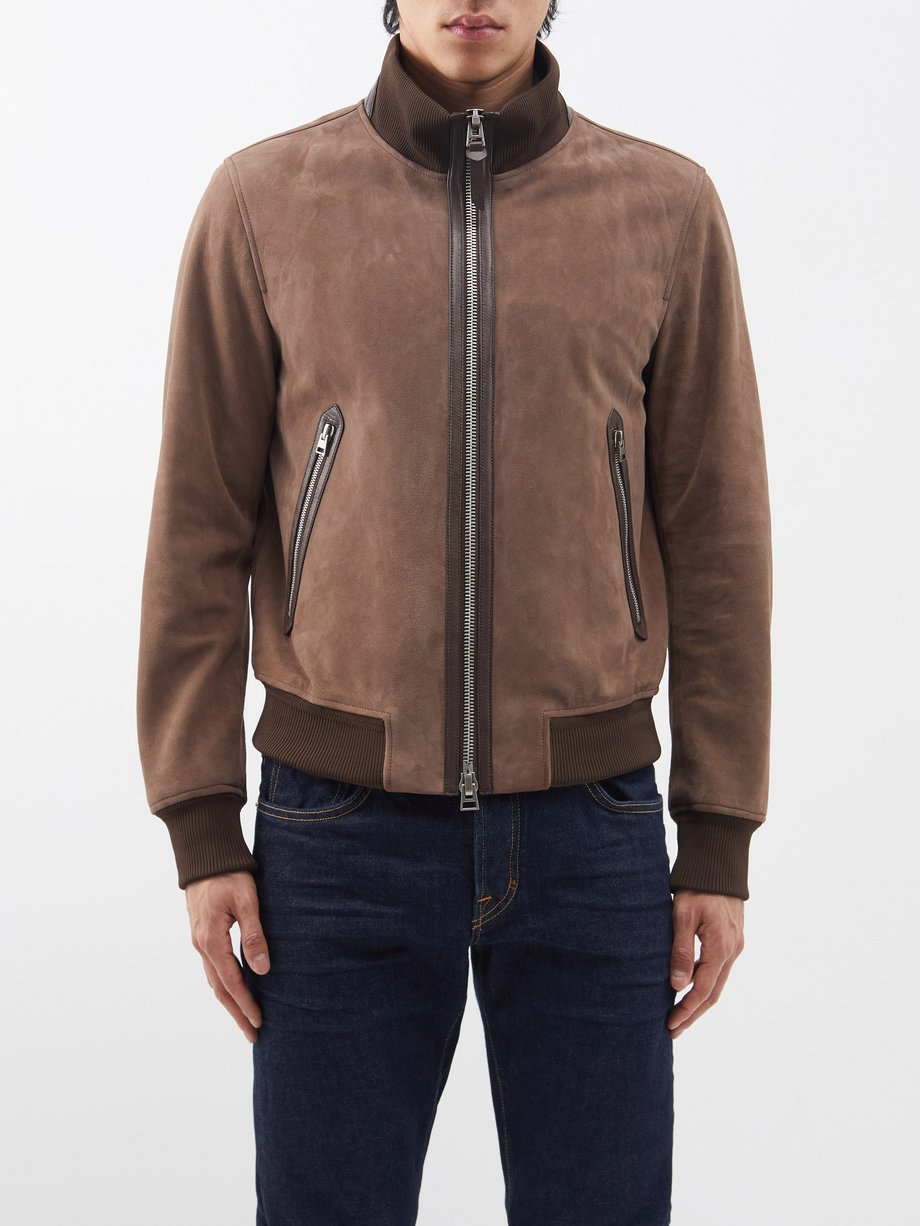 Suede bomber jacket Brown Tom Ford | MATCHESFASHION FR