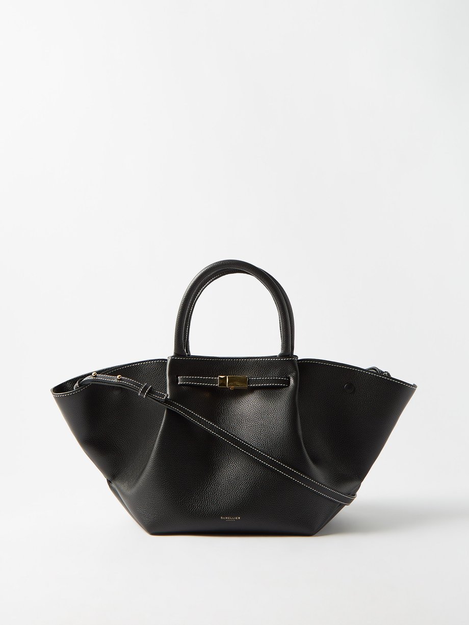 Black New York midi grained-leather cross-body bag | Demellier ...
