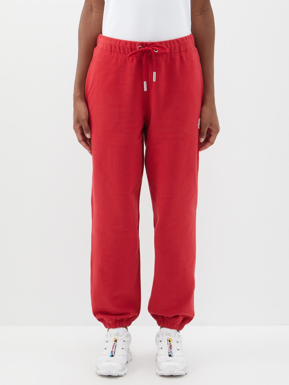 Red Logo-patch cotton-jersey track pants | Moncler | MATCHESFASHION AU