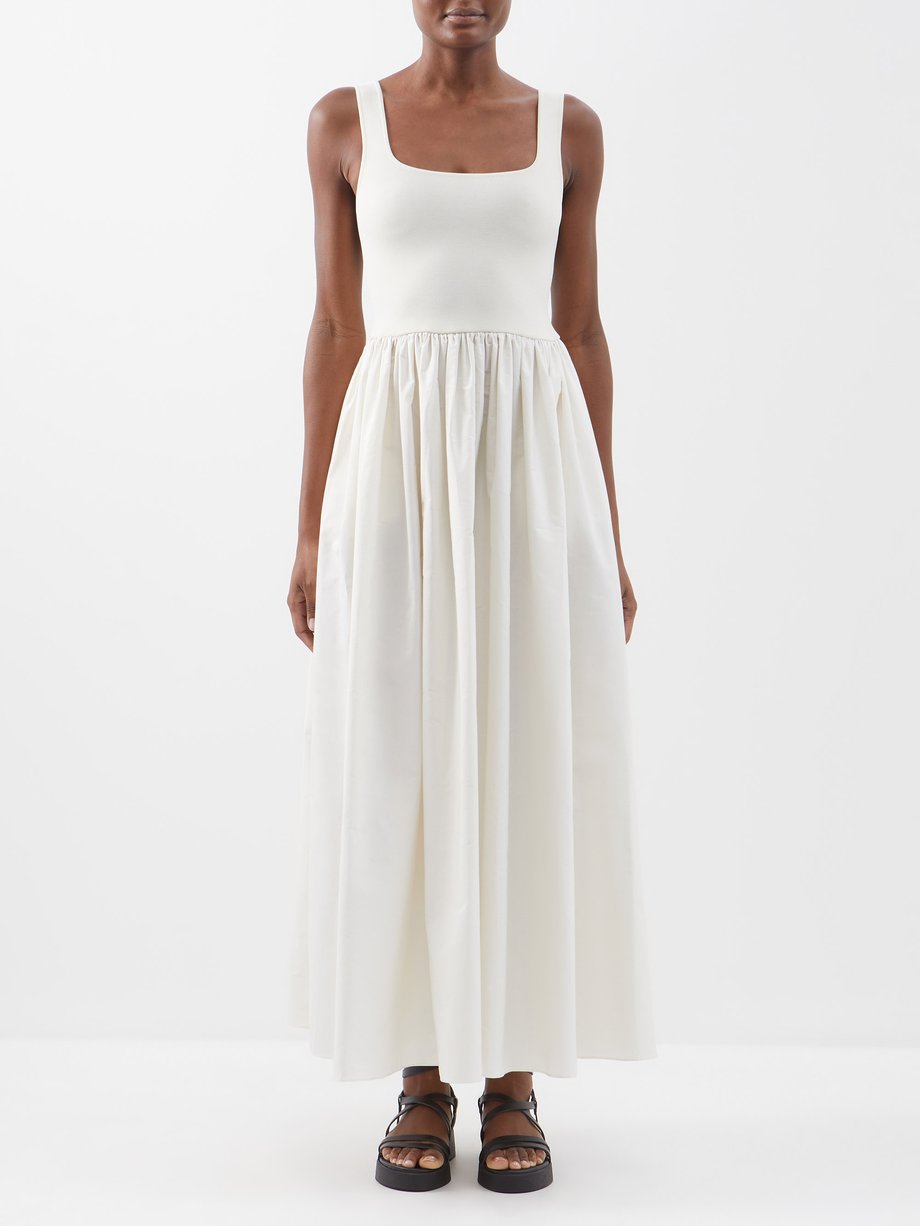 White Square-neckline knitted-bodice dress | Matteau | MATCHESFASHION AU