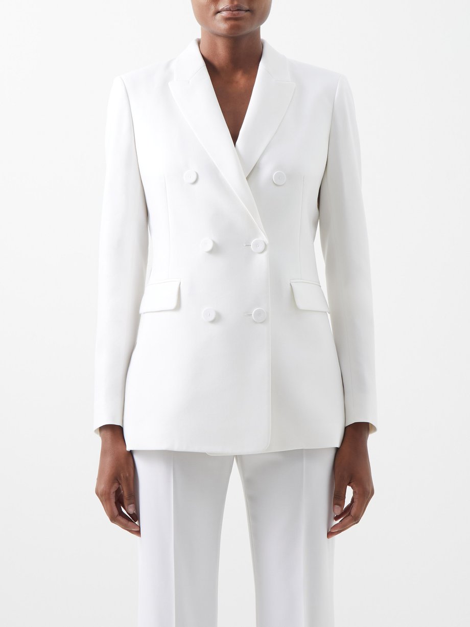 White Double Breasted Tailored Wool Blazer Another Tomorrow Matchesfashion Au