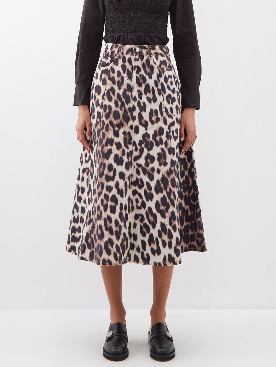 Leopard print Leopard-print denim skirt | Ganni | MATCHESFASHION AU
