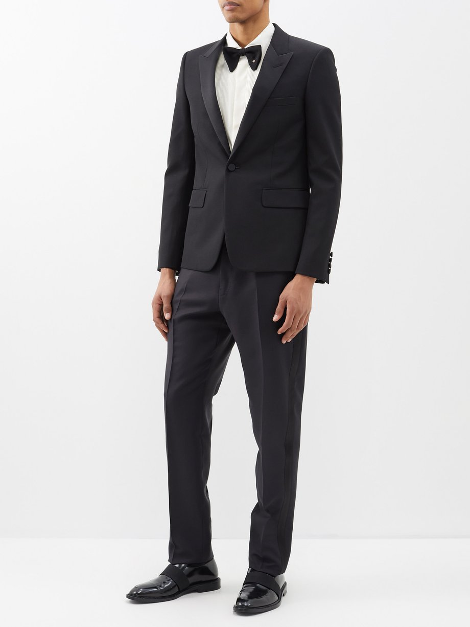 Tom Ford Tom Ford Cooper satin-trim wool-blend twill tuxedo trousers  Black｜MATCHESFASHION（マッチズファッション)