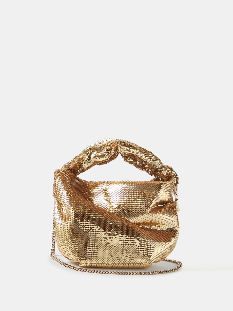 Jimmy Choo Gold Bonny sequinned chain-strap clutch bag | 매치스패션, 모던 럭셔리 ...