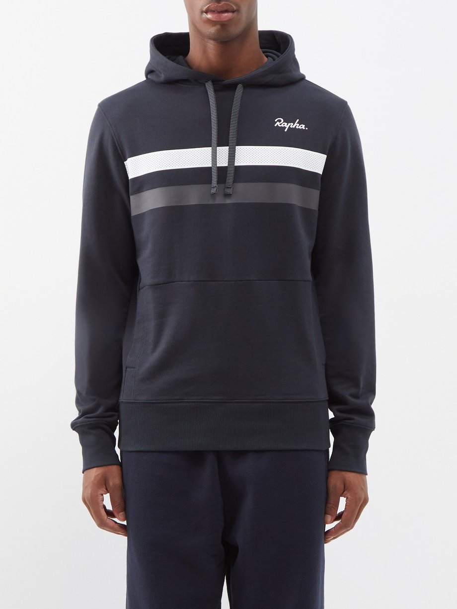 Black Brevet striped cotton-jersey hoodie | rapha | MATCHESFASHION AU