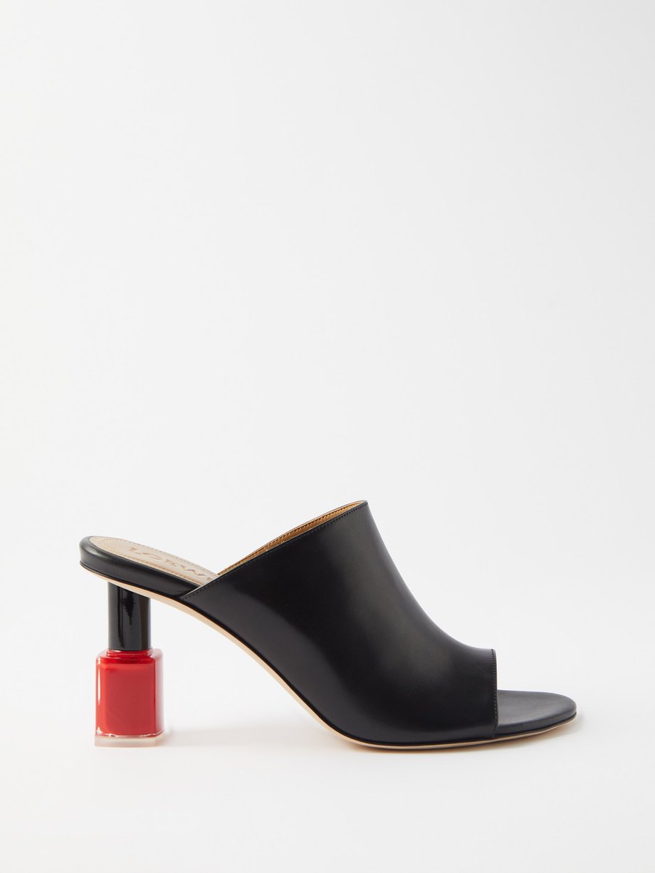 LOEWE Black Nail polish-heel 80 leather mules | 매치스패션, 모던 럭셔리 온라인 쇼핑