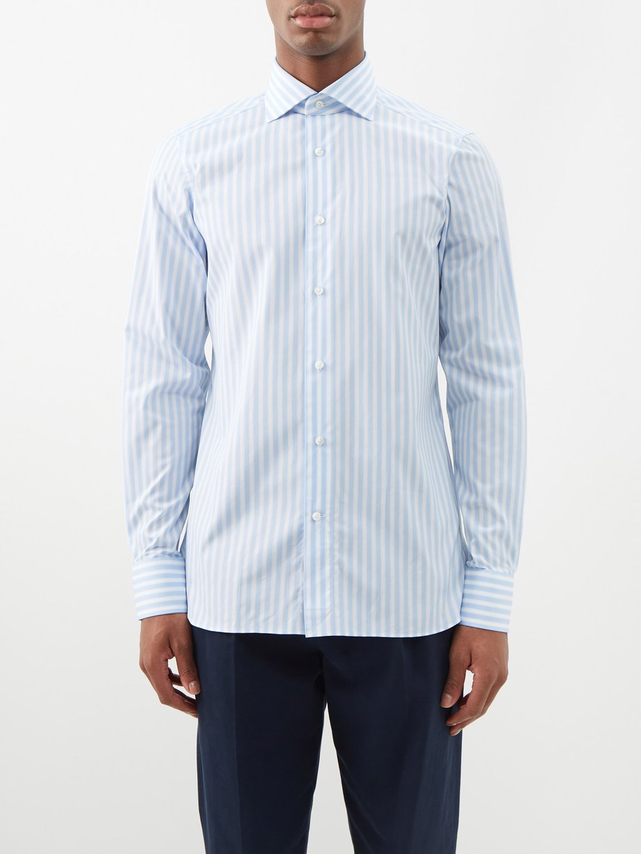 Blue Trofeo striped cotton-poplin shirt | ZEGNA | MATCHESFASHION AU