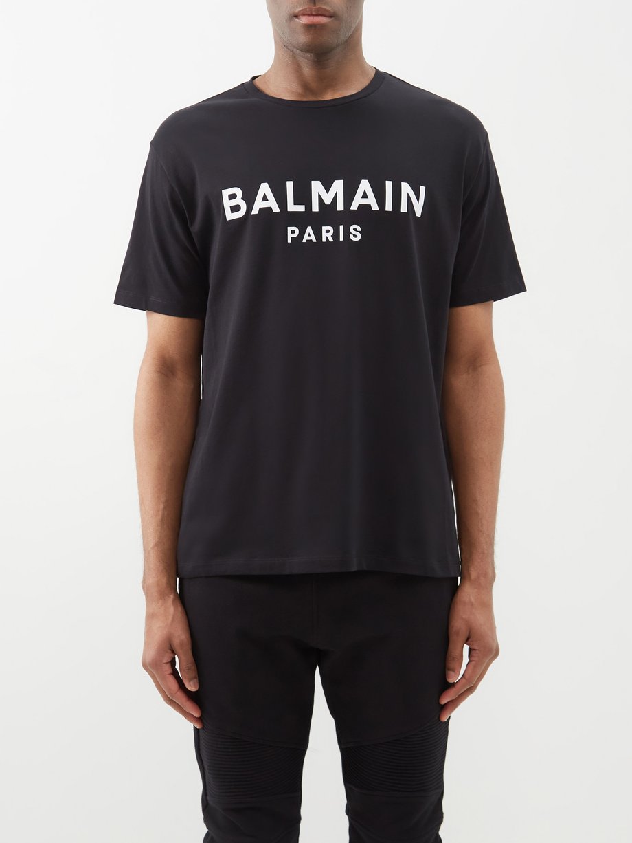 Black Logo-print cotton-jersey T-shirt | Balmain | MATCHESFASHION AU