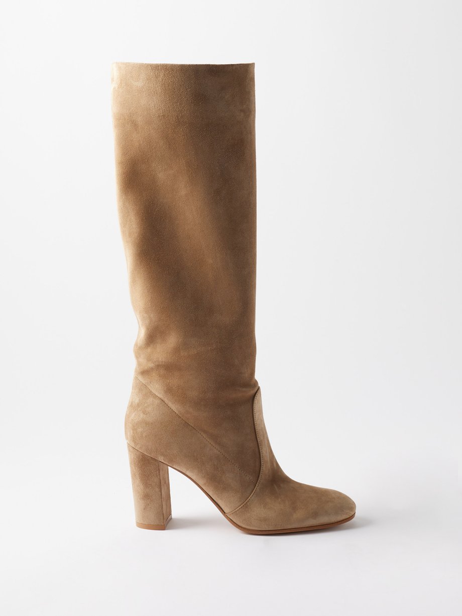 Glen 85 slouched suede knee boots Beige Gianvito Rossi | MATCHESFASHION FR