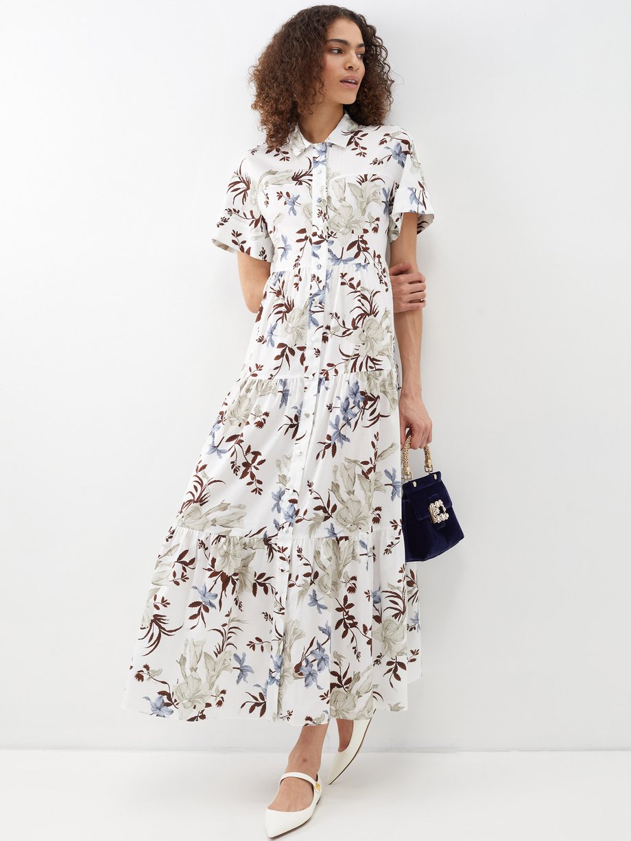 Erdem White Helena floral-print poplin shirt dress | 매치스패션, 모던 럭셔리 온라인 쇼핑