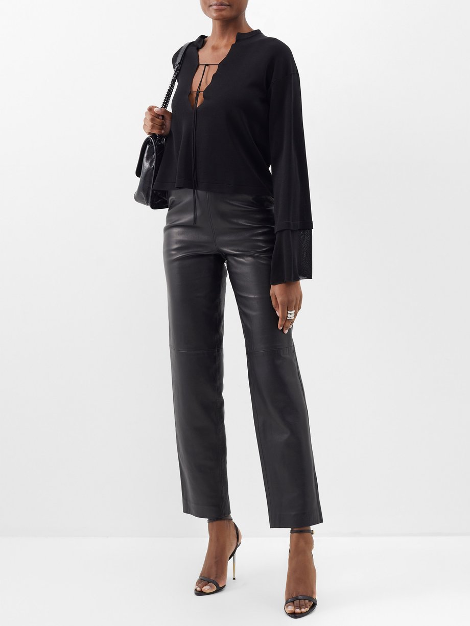 Black Tie-front knit blouse | Tom Ford | MATCHESFASHION AU