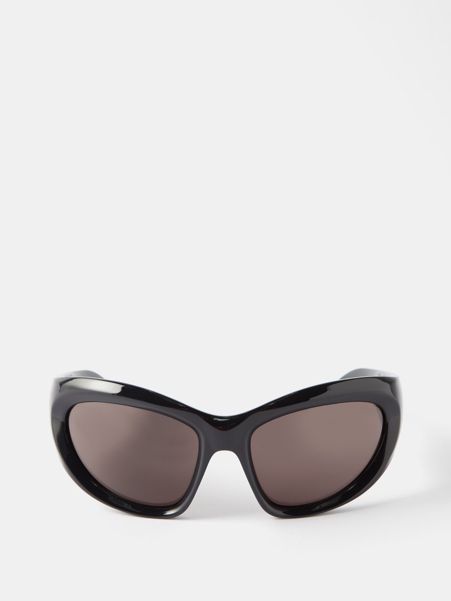 Balenciaga Black Wrap D-frame acetate sunglasses | 매치스패션, 모던 럭셔리 온라인 쇼핑