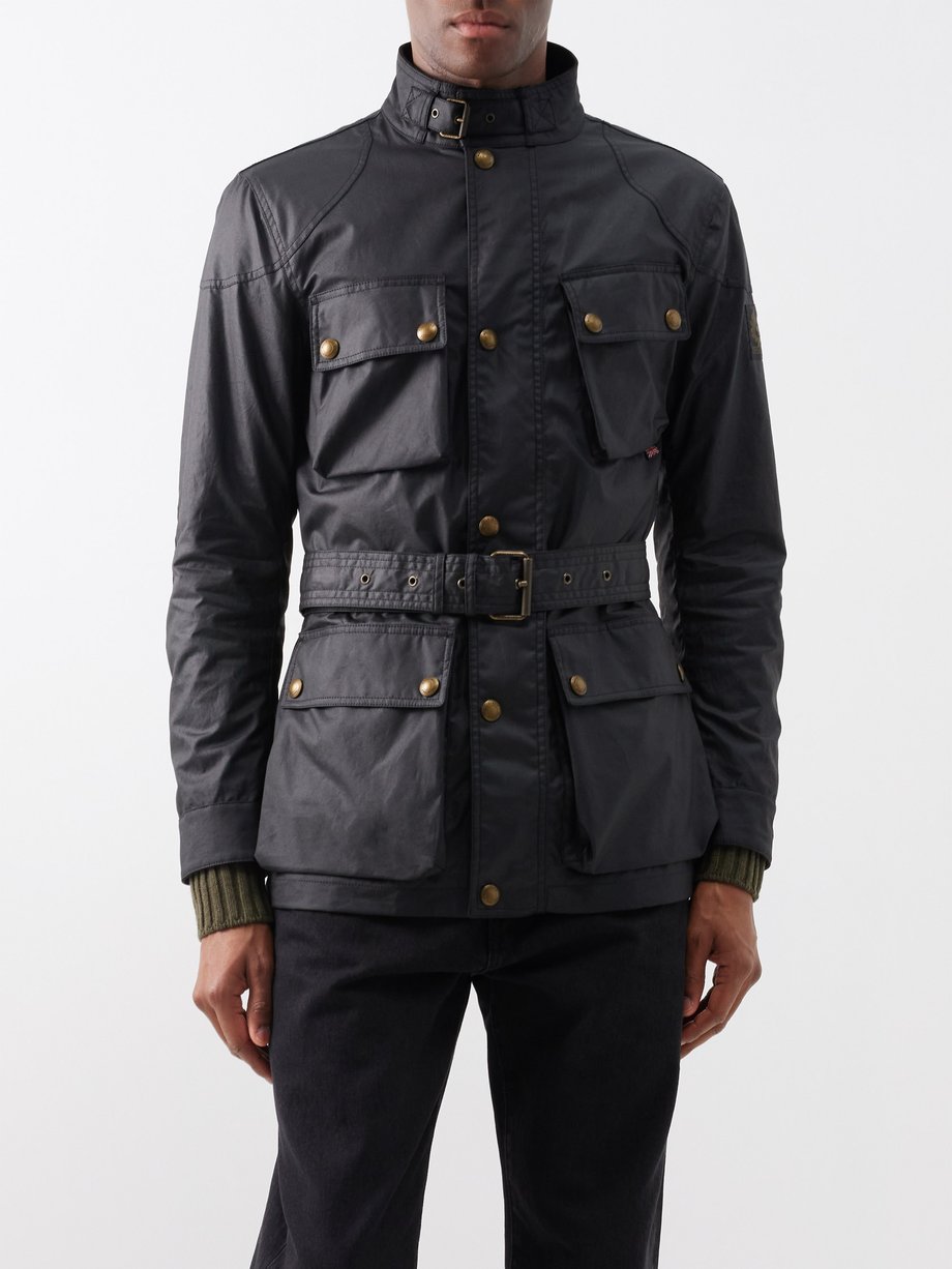 Belstaff Black Trialmaster belted waxed-cotton field jacket | 매치스패션, 모던 ...