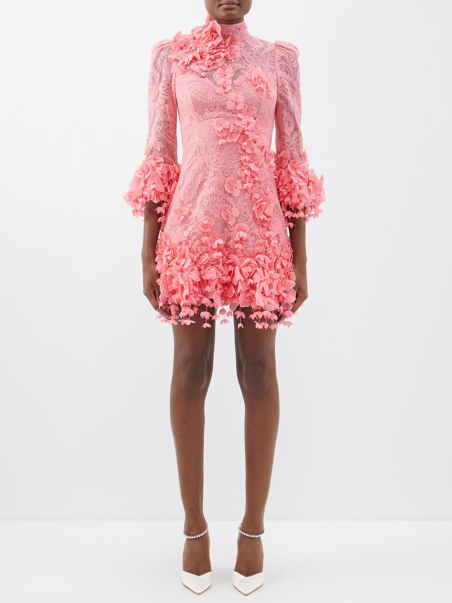 Zimmermann Pink High Tide paisley-lace cotton-blend mini dress | 매치스패션