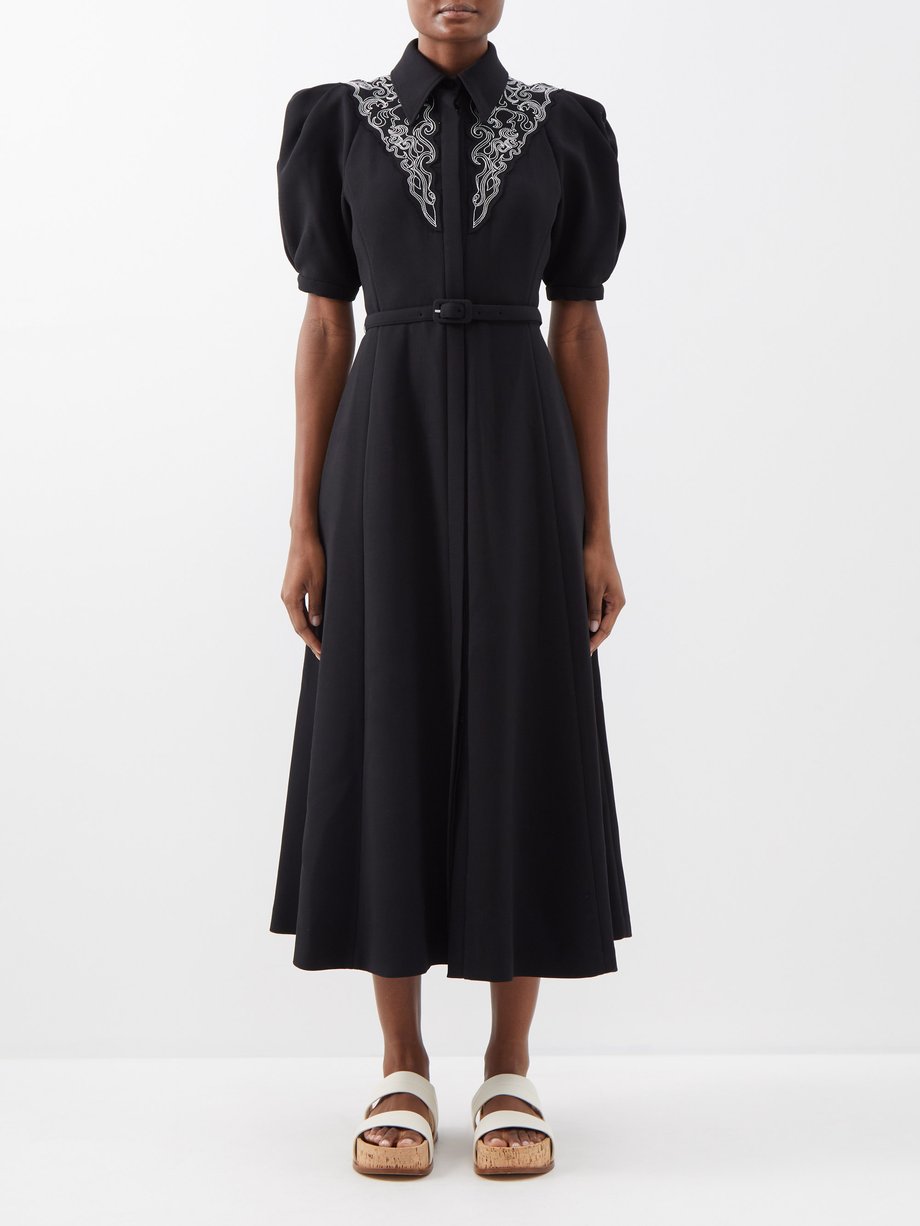 Gabriela Hearst Black Billy embroidered wool midi dress | 매치스패션, 모던 럭셔리 ...