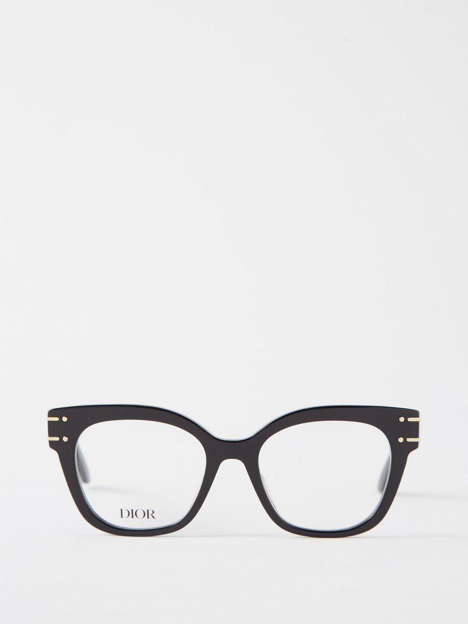 DIOR Black DiorSignatureO B2I square acetate glasses | 매치스패션, 모던 럭셔리 온라인 쇼핑