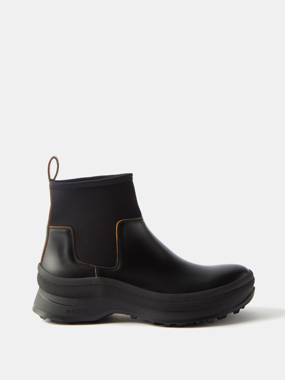 Jil Sander Black Sock-liner leather boots | 매치스패션, 모던 럭셔리 온라인 쇼핑