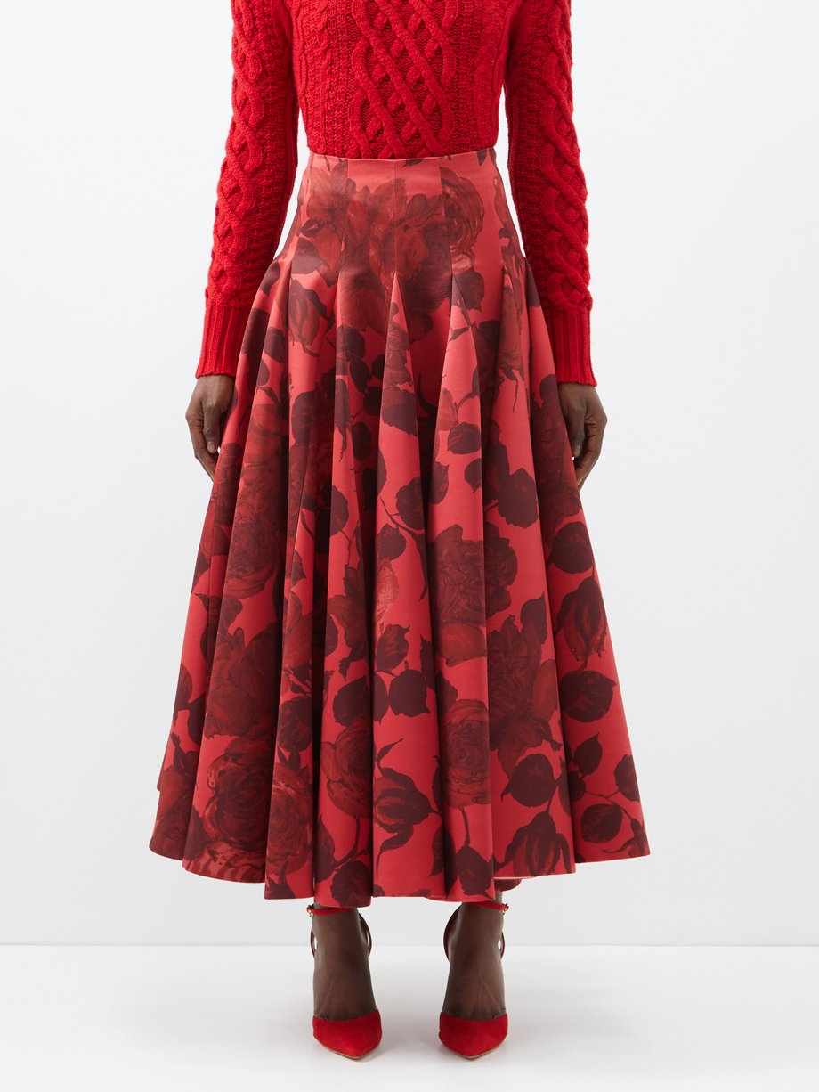 Emilia Wickstead Emilia Wickstead Vonda rose-print taffeta skirt Red ...