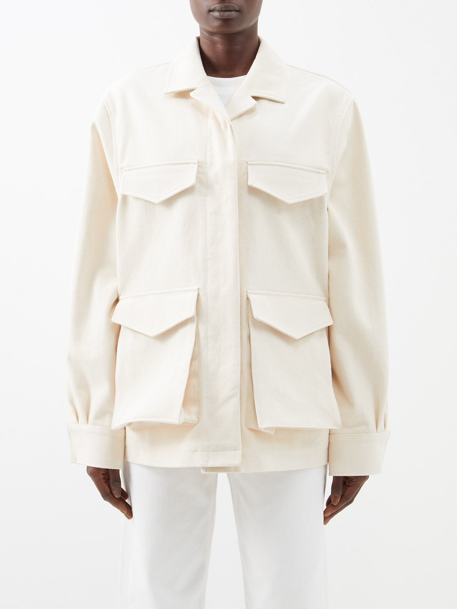 Toteme Toteme Patch-pocket cotton-canvas jacket White｜MATCHESFASHION（マッ ...