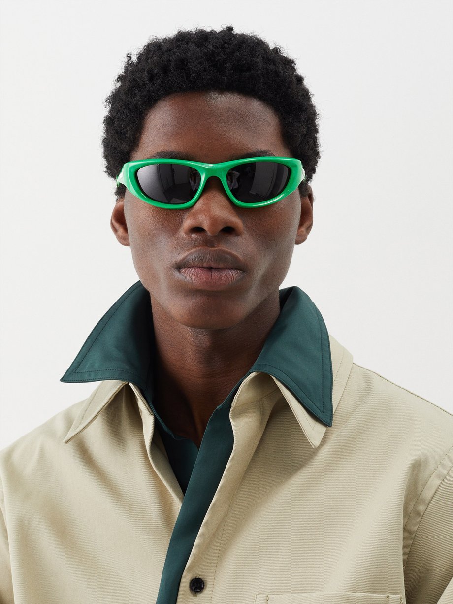Green D-frame wraparound acetate sunglasses | Bottega Veneta ...