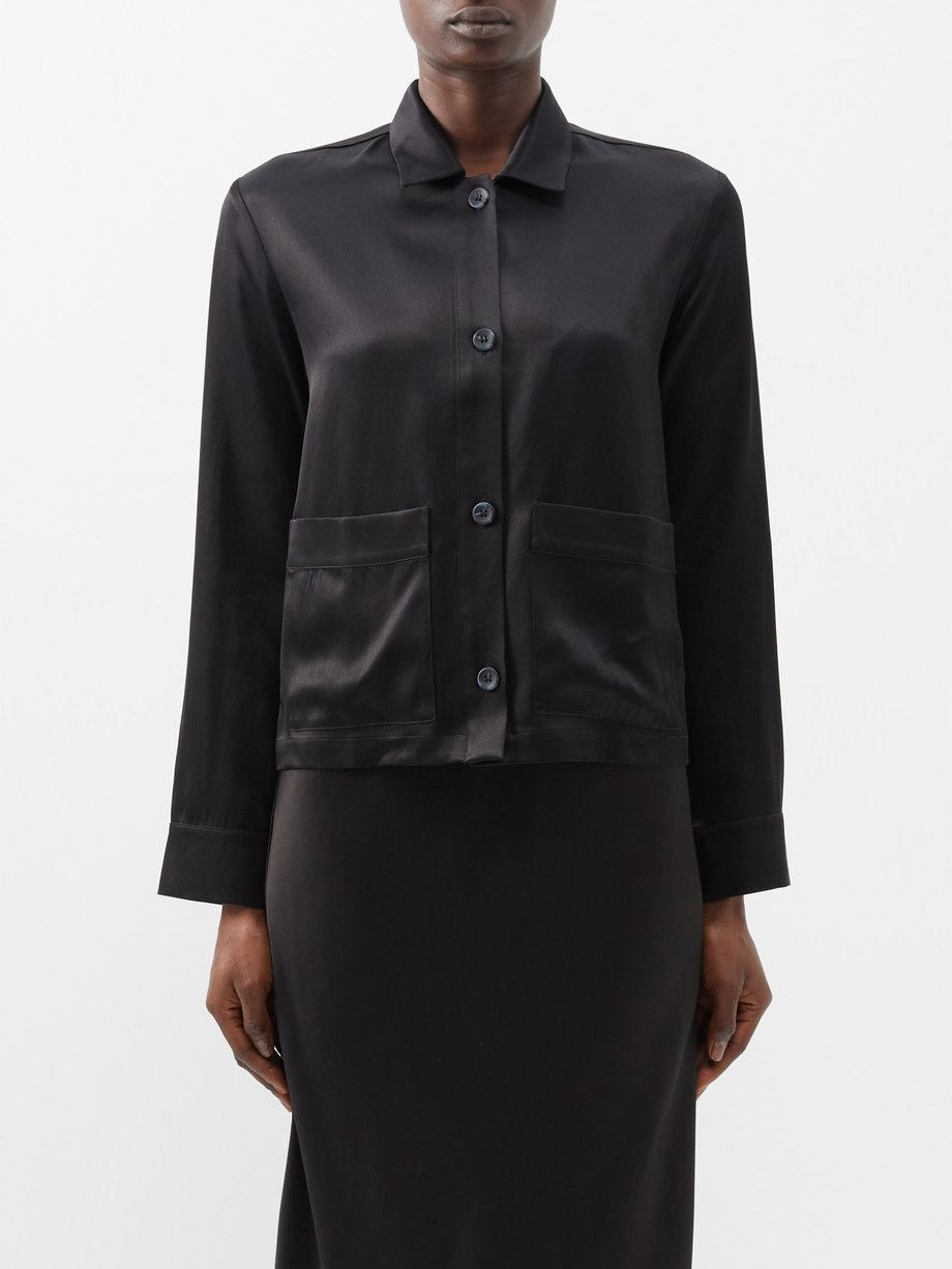 Black Miami silk-satin jacket | Asceno | MATCHESFASHION US