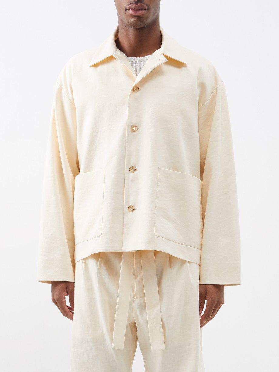 Commas Commas Patch-pocket linen-blend overshirt White｜MATCHESFASHION ...