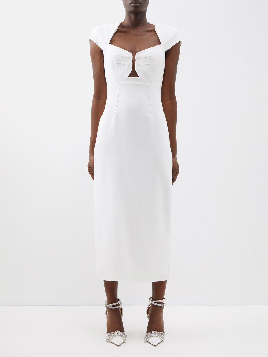White Cutout cady midi dress | Roland Mouret | MATCHESFASHION UK