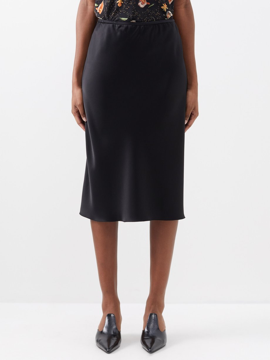 Black Zarina satin midi skirt | Nanushka | MATCHESFASHION AU