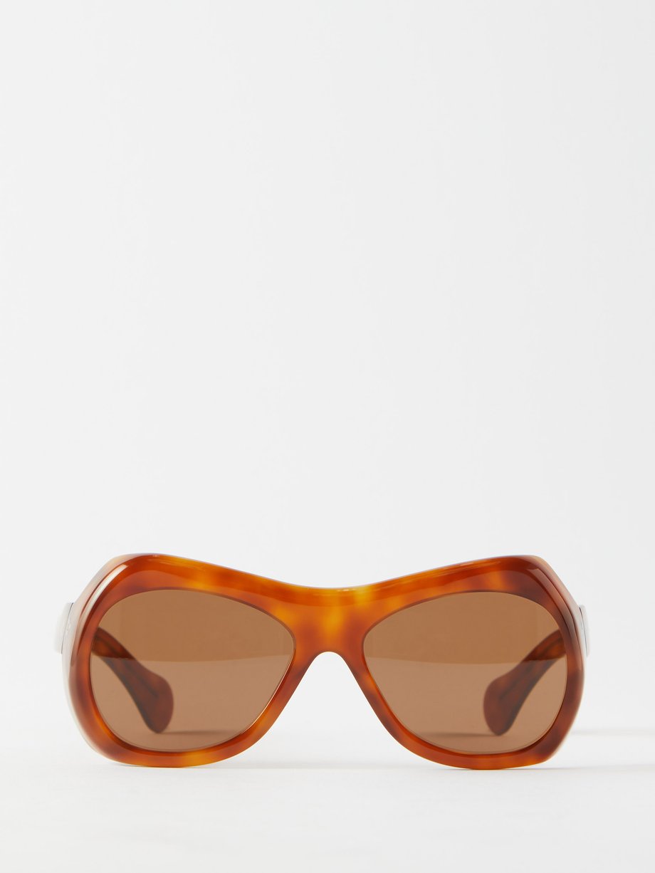 Brown Soledad oversized round acetate sunglasses | Port Tanger ...