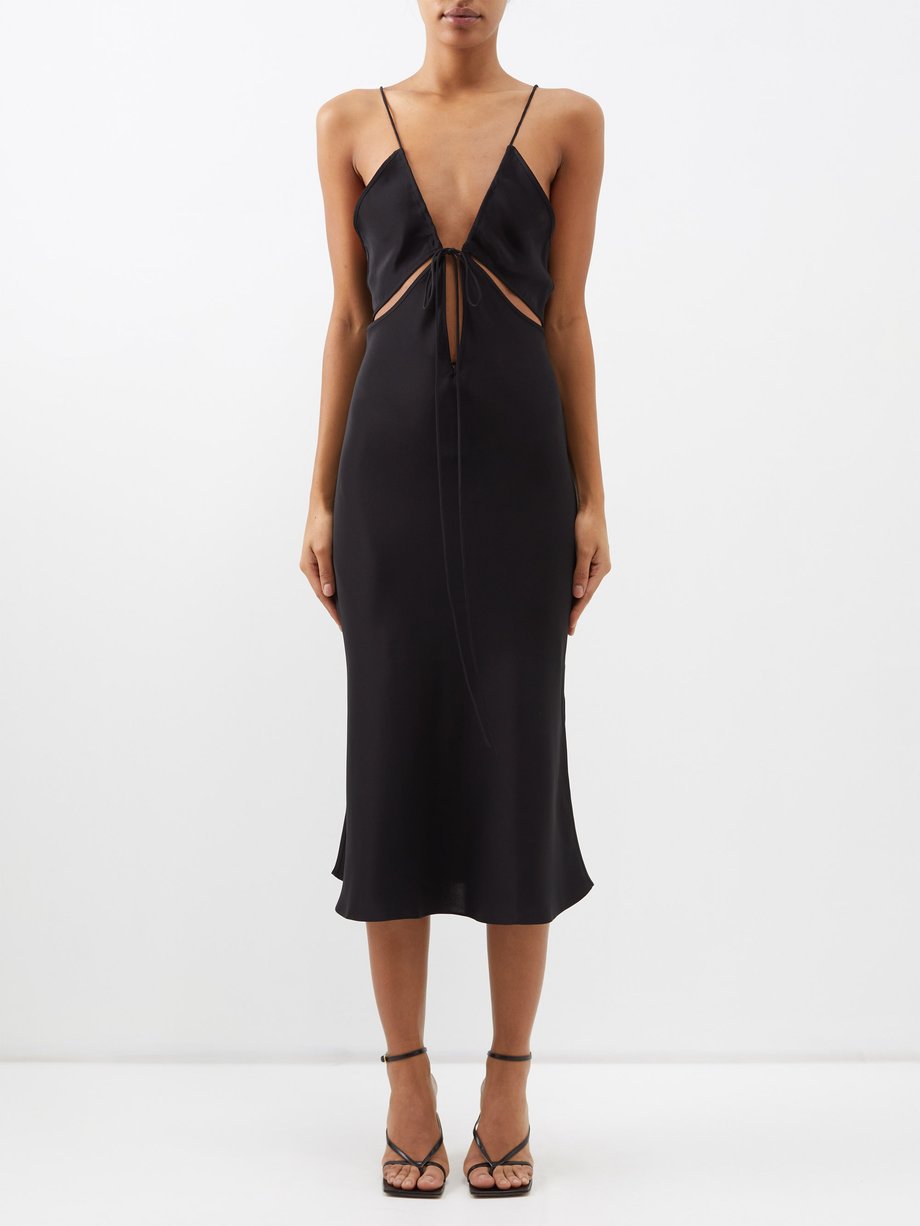 Christopher Esber Black Triquetra cutout silk slip dress | 매치스패션, 모던 ...