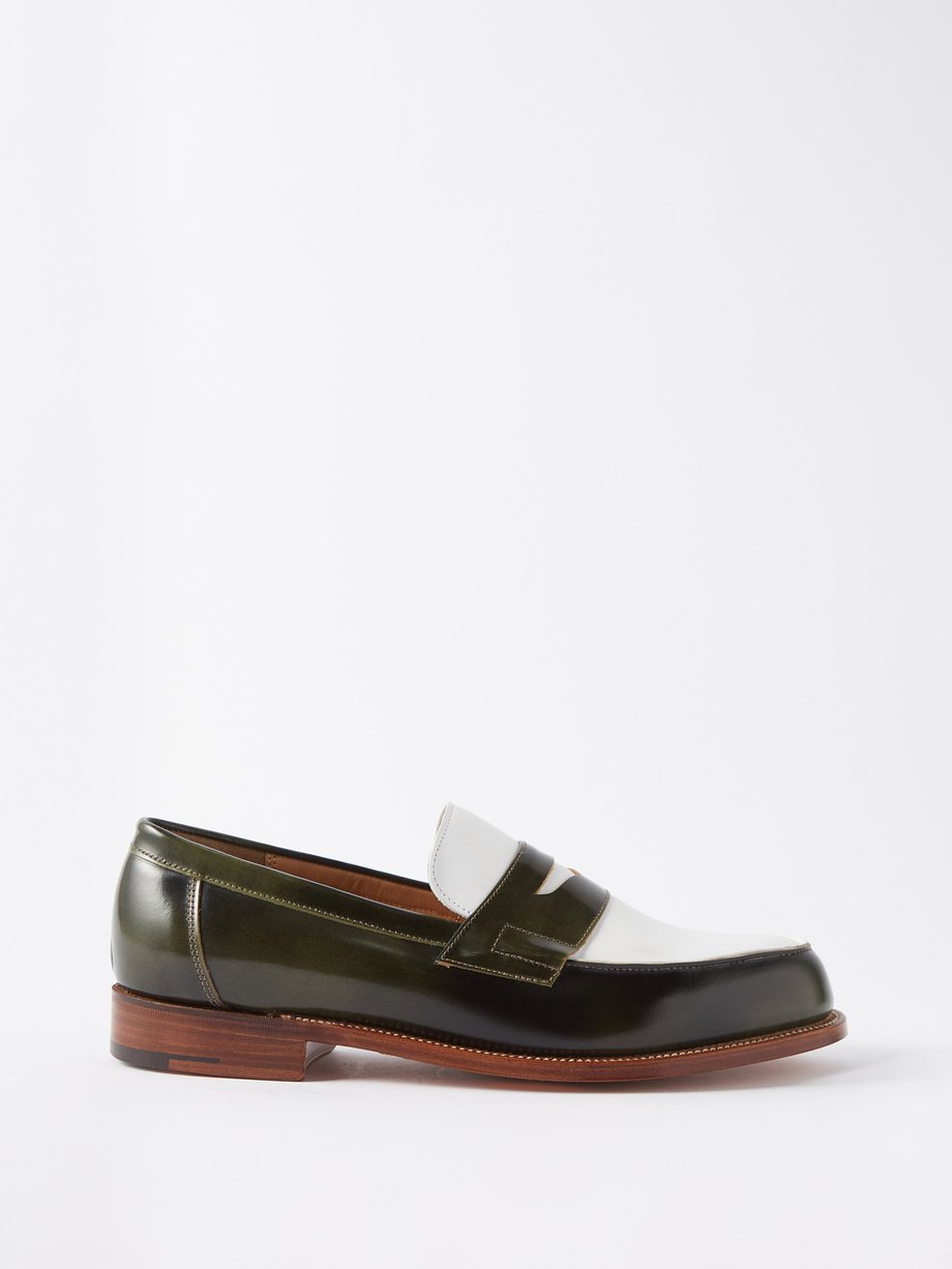 Grenson Green Epsom leather penny loafers | 매치스패션, 모던 럭셔리 온라인 쇼핑