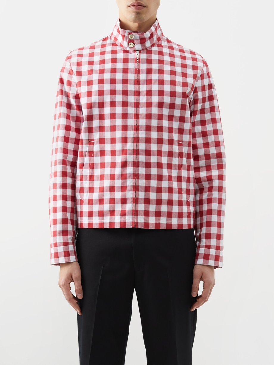 Prada Prada Vichy gingham-check cotton Harrington jacket Red｜MATCHESFASHION （マッチズファッション)