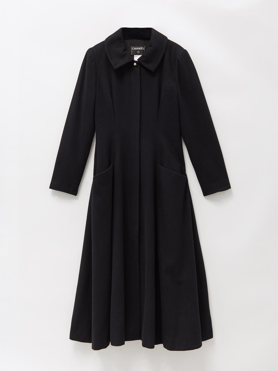 Chanel crystal-embellished cashmere dress coat Black Reluxe ...