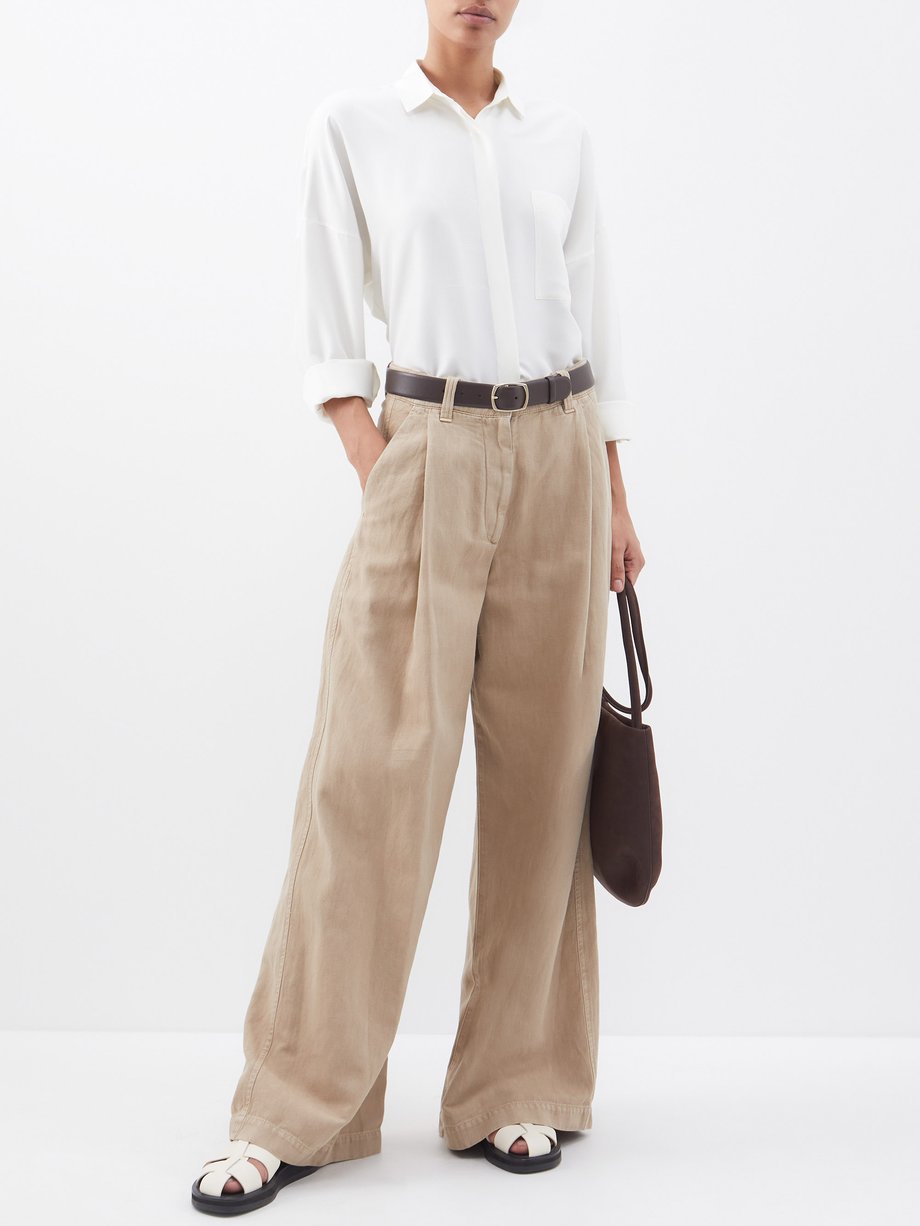 BRUNELLO CUCINELLI ラップ ワイドパンツ ベージュ ベルト M