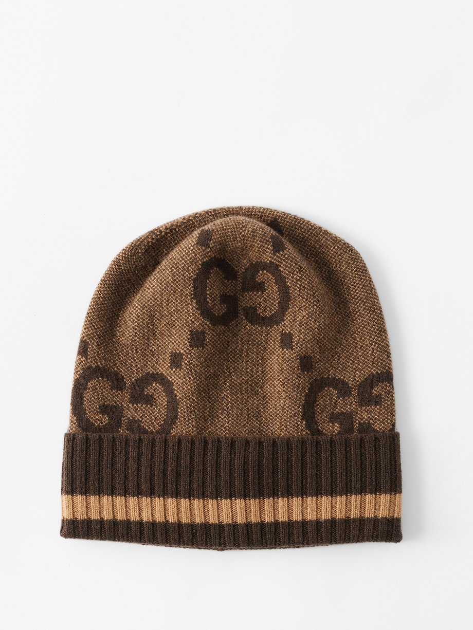 Brown GG-jacquard cashmere beanie hat | Gucci | MATCHESFASHION US