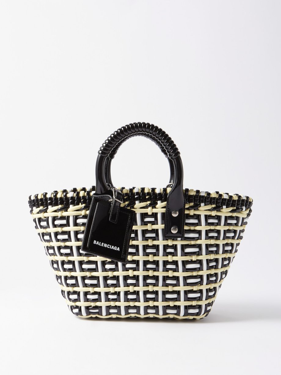 Black Bistro XS woven faux-leather basket bag | Balenciaga ...